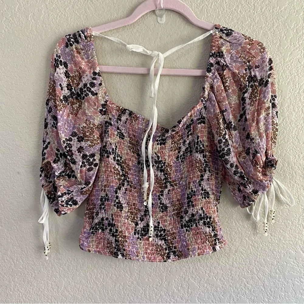 Free People | Back on Top Smocked Crop Top NWT
